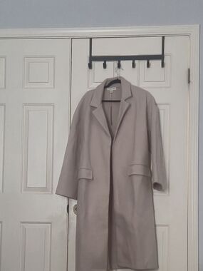 Women's Long Taupe Coat - Casual Chic